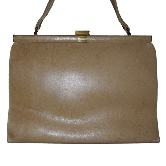 LG Vintage 50-60s Leather & Needlepoint Floral Tapestry Handbag by Elsie Tu - Picture 3 of 5